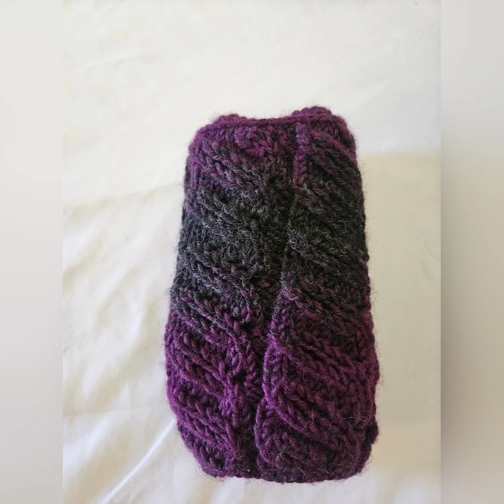 Hand Crafted Scarf Unique chunky knit Multipurpose Purple Black Crochet Handmade